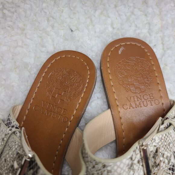 Vince Camuto Tadd Snakeskin Pattern Leather Flat Sandals sz 6 - Picture 4 of 6